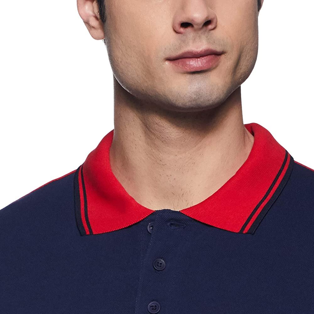 100% Cotton Made Polo Shirts For Men In Blue and Red Color Two Tone Golf Shirts With OEM Service & Custom Deign