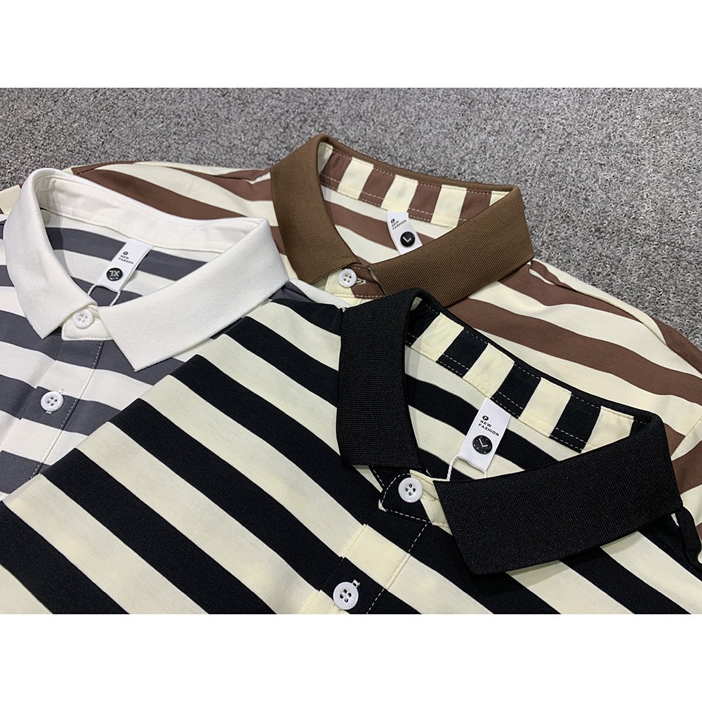 G-SDQL Custom Men's Polo Shirts High Quality 100% Cotton Golf Short Sleeve Striped Men's T-shirts Casual Embroidered Polo