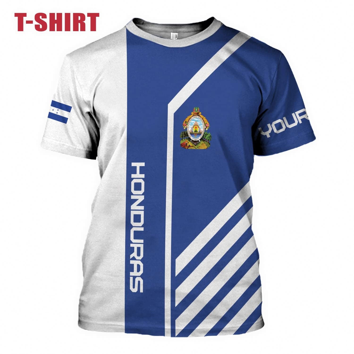 OEM Tshirts Custom Honduras Flag Print Sublimation Polyester Quick Dry Unisex Casual Tees T Shirt for Men Hot Sell Tops Clothing