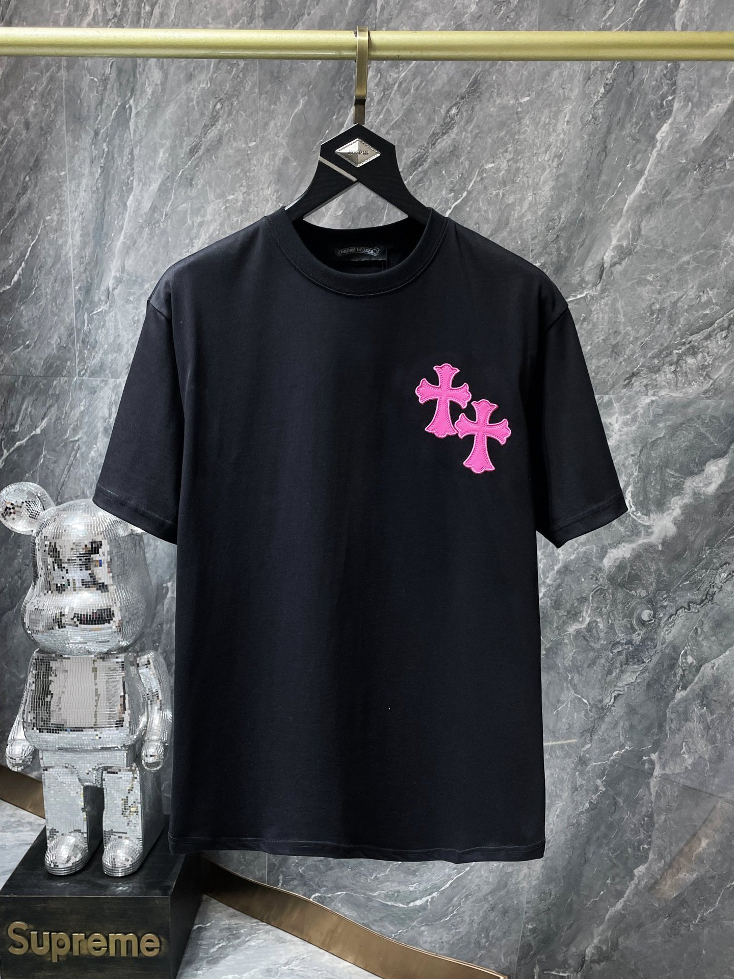 New Crocker Heart Embroidery Colorful Classic Cross Horseshoe Quilted Leather Wicker Cotton Men's & Women's T-Shirt