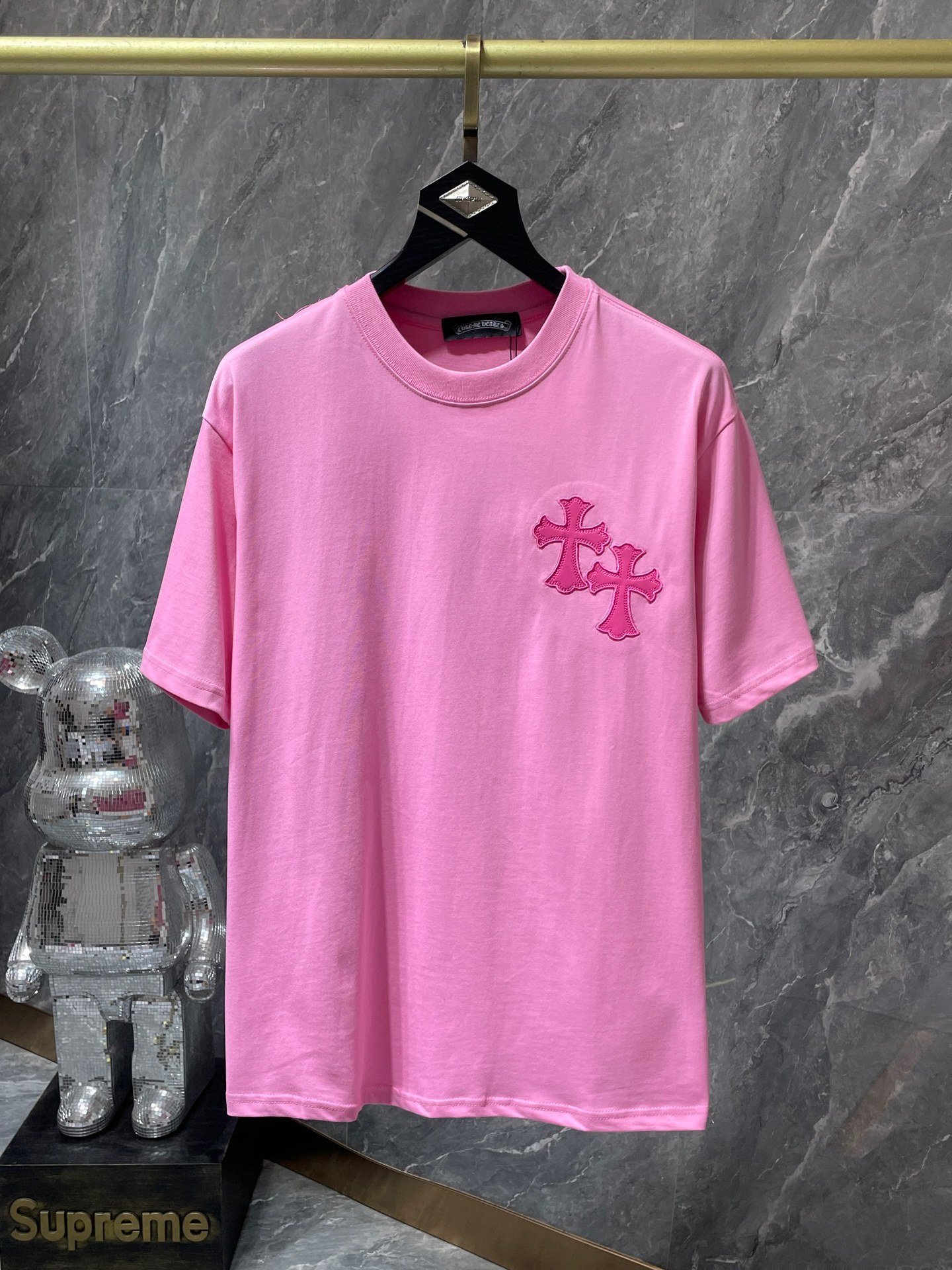 New Crocker Heart Embroidery Colorful Classic Cross Horseshoe Quilted Leather Wicker Cotton Men's & Women's T-Shirt