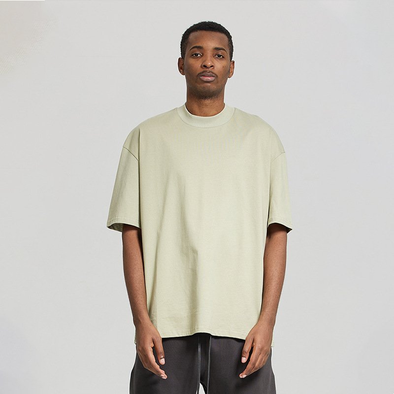 Street wear casual loose oversized men's T shirt trend fashion blank solid color heavyweight drop shoulder quality short sleeve