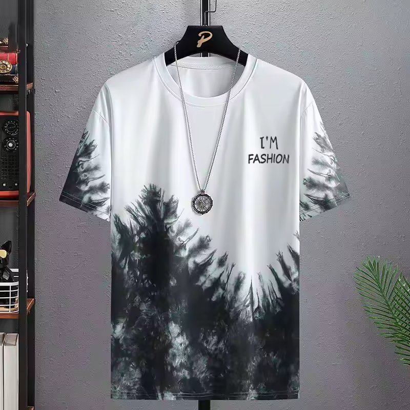 Digital Printed T-Shirt Men's Casual Sports Jersey Sublimation Print Gradient Short-Sleeved Round Neck Men's T-shirt