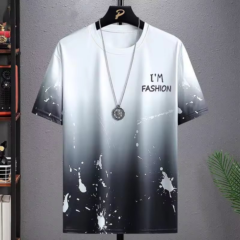 Digital Printed T-Shirt Men's Casual Sports Jersey Sublimation Print Gradient Short-Sleeved Round Neck Men's T-shirt
