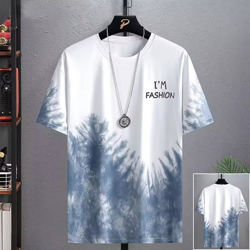 Digital Printed T-Shirt Men's Casual Sports Jersey Sublimation Print Gradient Short-Sleeved Round Neck Men's T-shirt