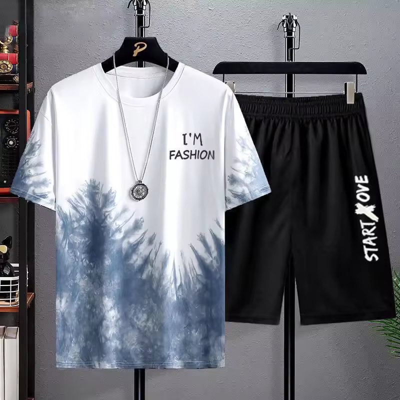 Digital Printed T-Shirt Men's Casual Sports Jersey Sublimation Print Gradient Short-Sleeved Round Neck Men's T-shirt