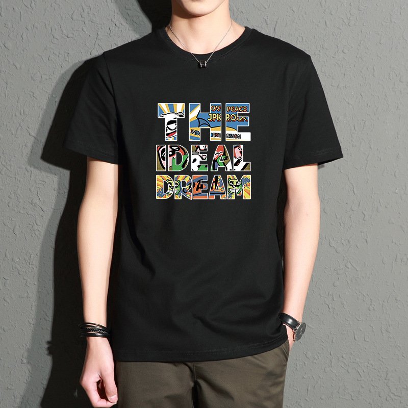 Factory Wholesale Men's T Shirts Large Size 5XL Short Sleeve Cotton Silk Breathable O-Neck Printing T Shirts
