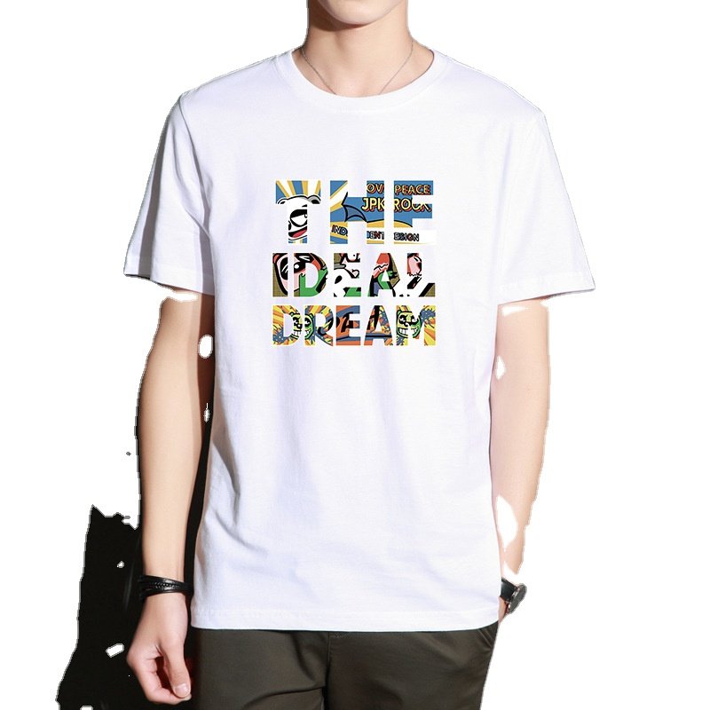 Factory Wholesale Men's T Shirts Large Size 5XL Short Sleeve Cotton Silk Breathable O-Neck Printing T Shirts