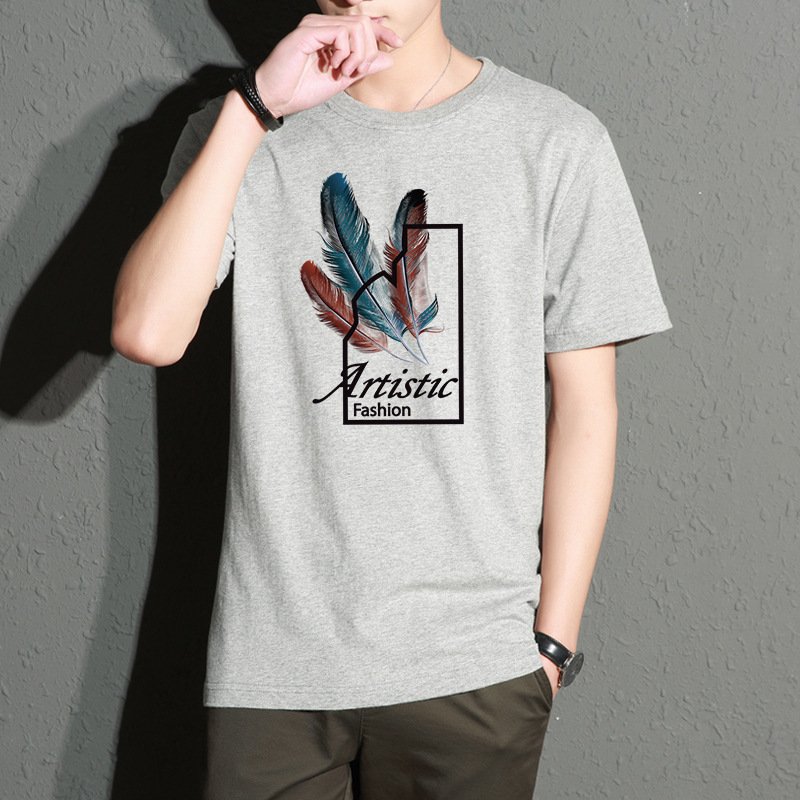 Factory Wholesale Men's T Shirts Large Size 5XL Short Sleeve Cotton Silk Breathable O-Neck Printing T Shirts