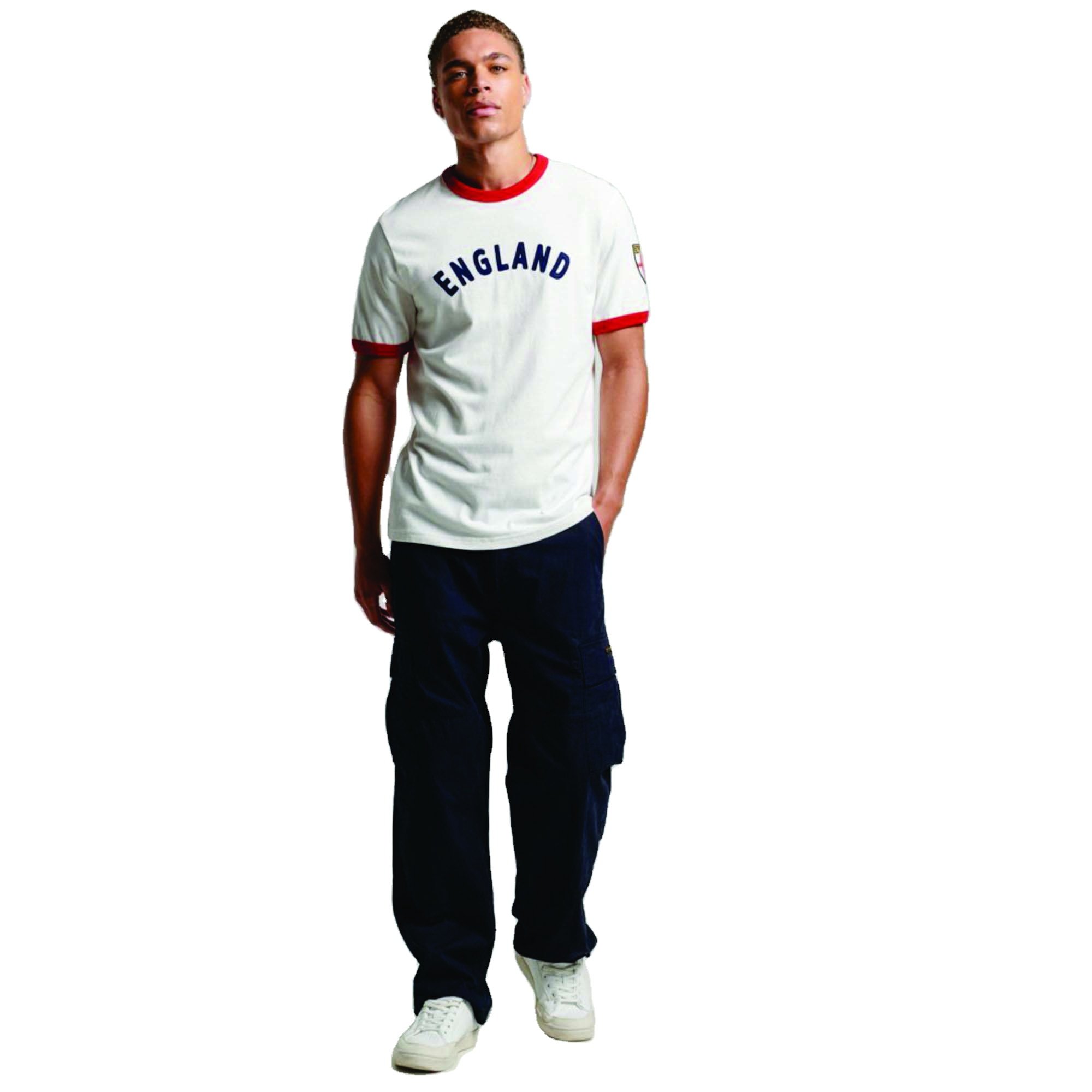 Retro Streetwear: Men's Contrast Roller Neck Short Sleeve Ringer Tee with Custom Printed Logo