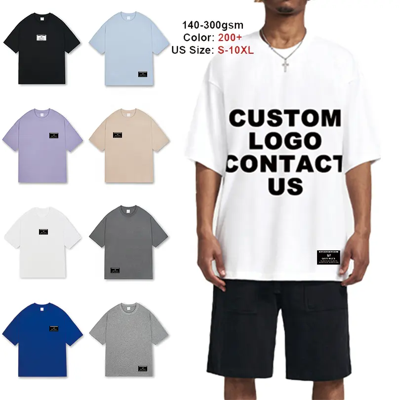 Custom High Quality Streetwear Graphic Heavyweight Cotton Blank Plus Size Plain Vintage Oversized T Shirt Men's T-shirts