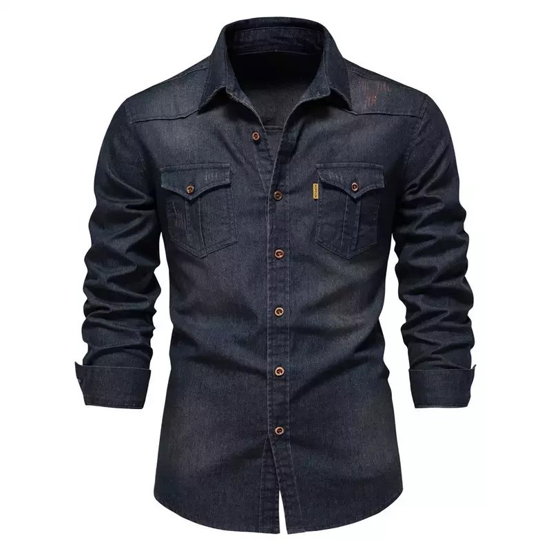 Best Quality Long Sleeve Cotton Denim Jeans flannel Shirts Casual Men Shirt for men Top selling Products With Customized Logo