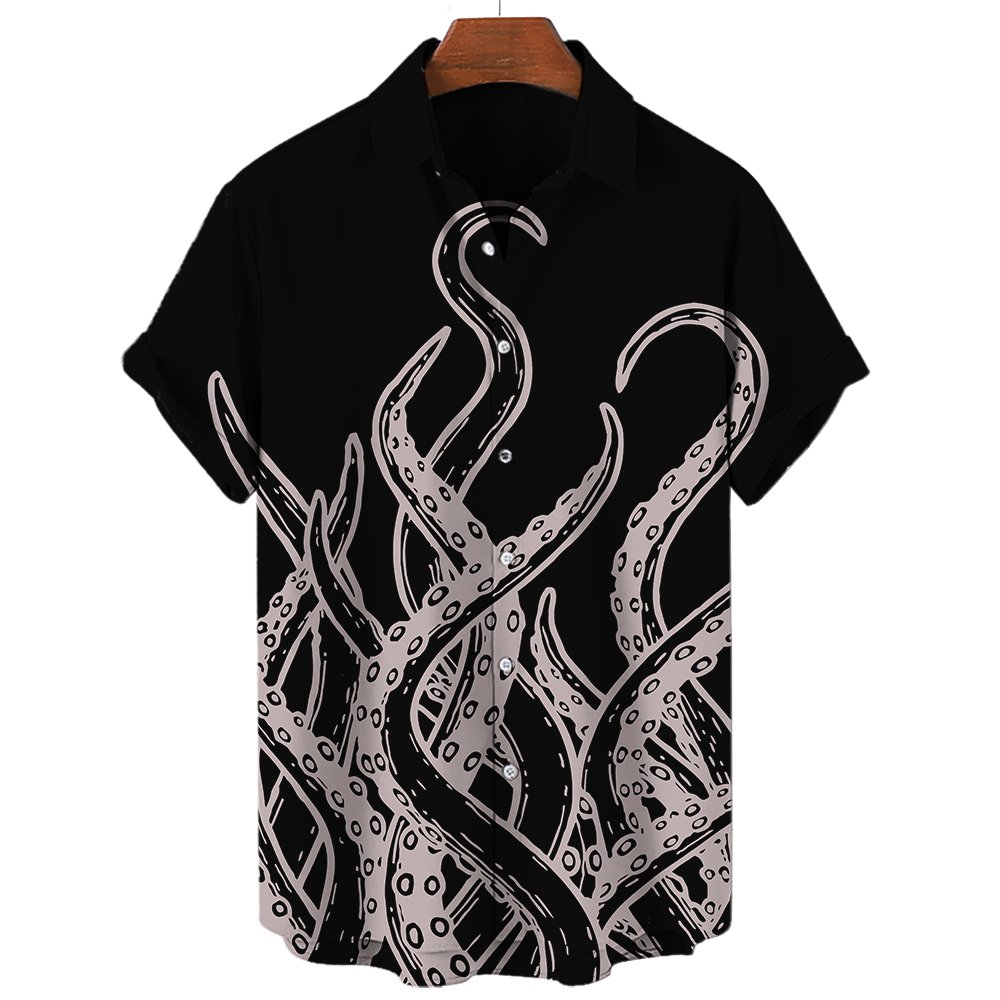 Animal Print Men's Shirt Luxury Octopus Tentacle Pattern Fashion Casual Shirt For Men Oversized Top Mens Designer Clothes Camisa