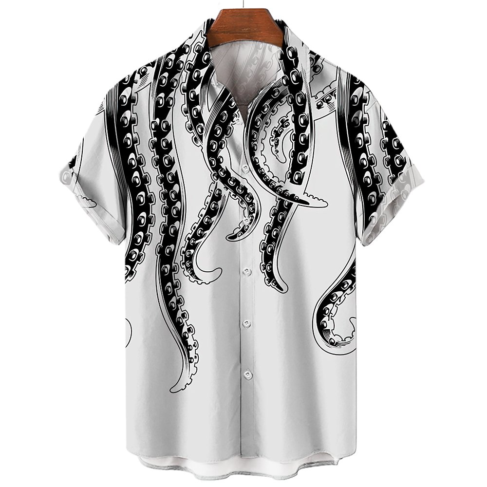 Animal Print Men's Shirt Luxury Octopus Tentacle Pattern Fashion Casual Shirt For Men Oversized Top Mens Designer Clothes Camisa