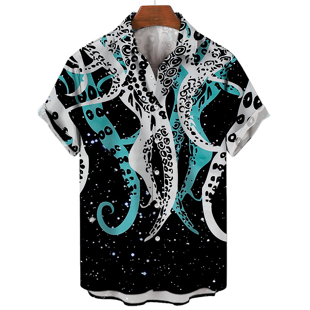 Animal Print Men's Shirt Luxury Octopus Tentacle Pattern Fashion Casual Shirt For Men Oversized Top Mens Designer Clothes Camisa