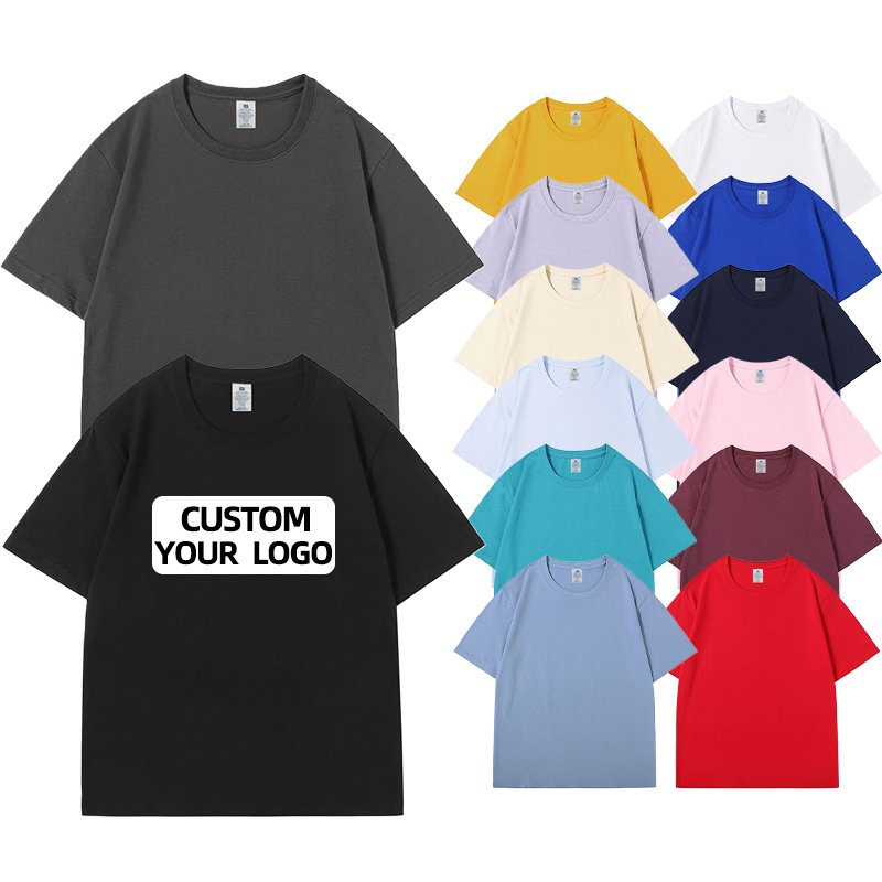 Wholesale Custom Your Brand Logo 100% Cotton Tshirt Blank Men T Shirt Plain Casual Men's T-shirts