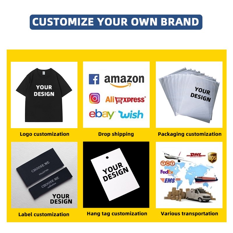 Wholesale Custom Your Brand Logo 100% Cotton Tshirt Blank Men T Shirt Plain Casual Men's T-shirts