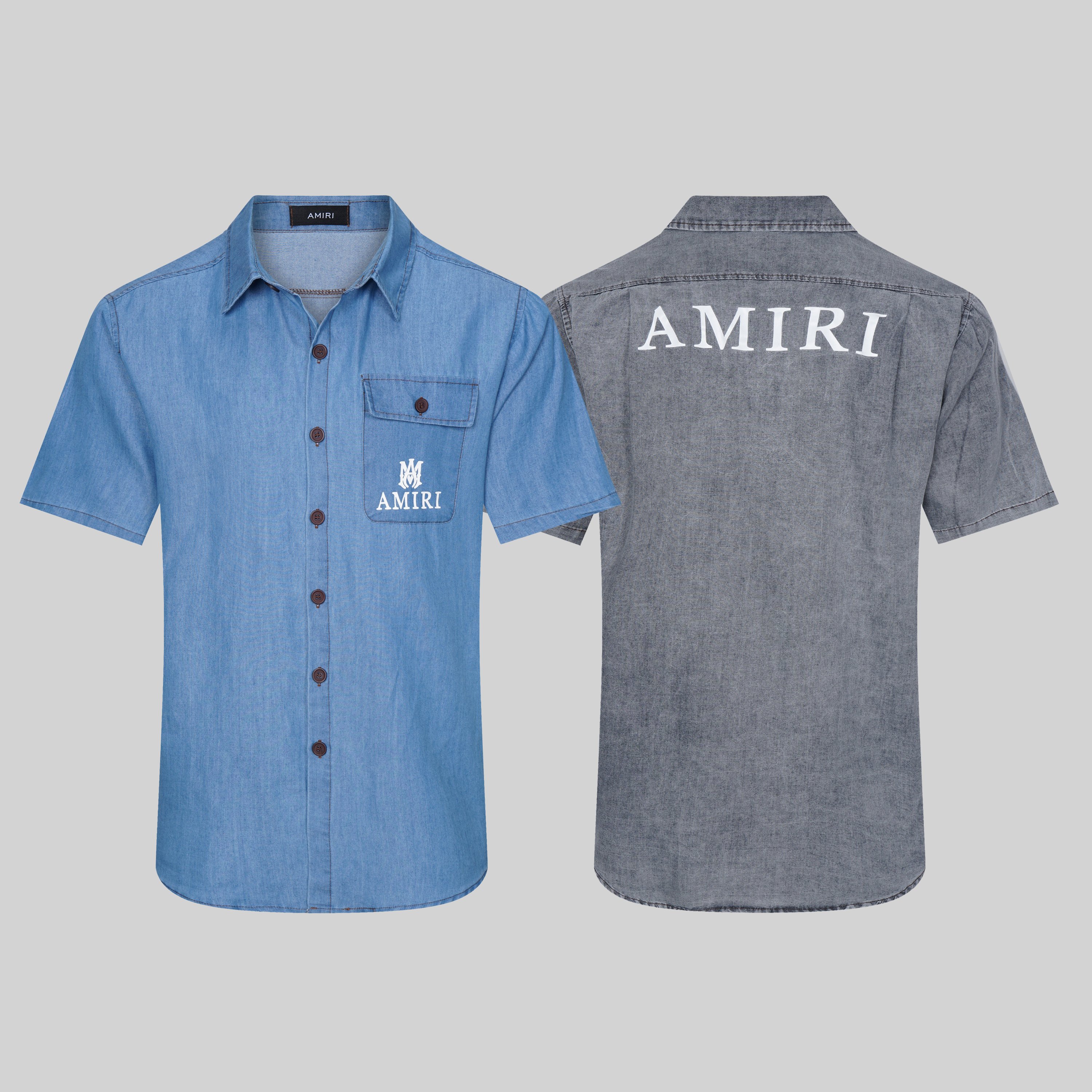 Amiry Men's Designer Denim Letter Printed Fashion T-shirt Top Quality Cotton Casual Tees Short Sleeve Luxury Brand Hip Hop