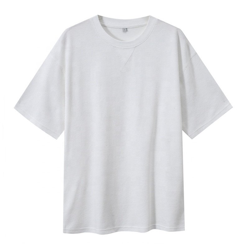 2024 fashion custom men oversized t shirt cool plus size men's t-shirt 100% cotton waffle t shirt for men