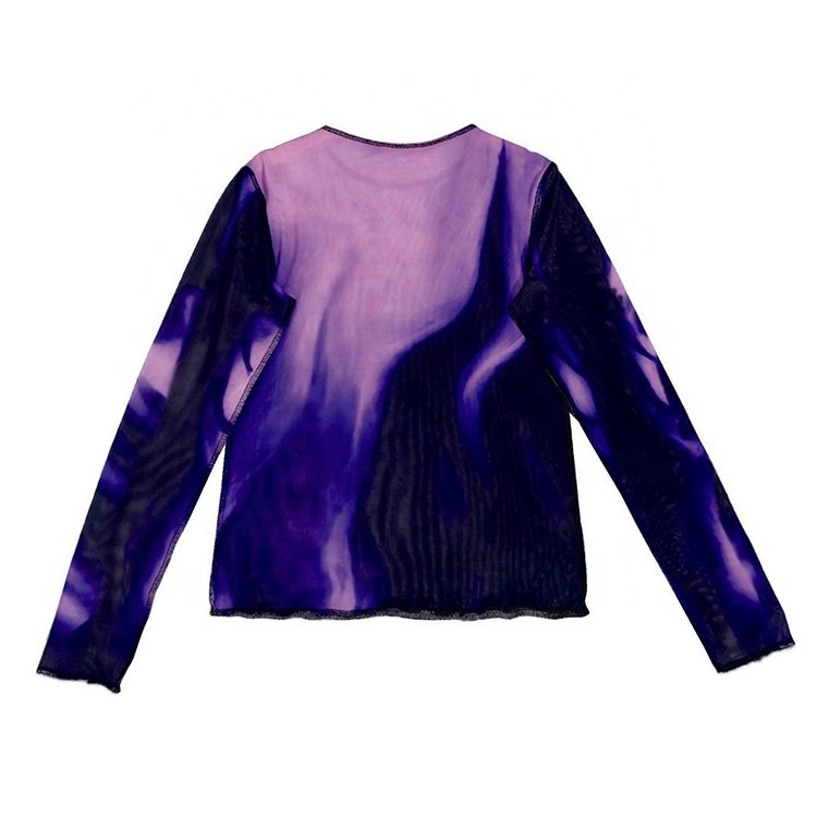 Wholesale Custom Design Fabric Logo Long Sleeve Mesh 3D Graphic Shirt For Men