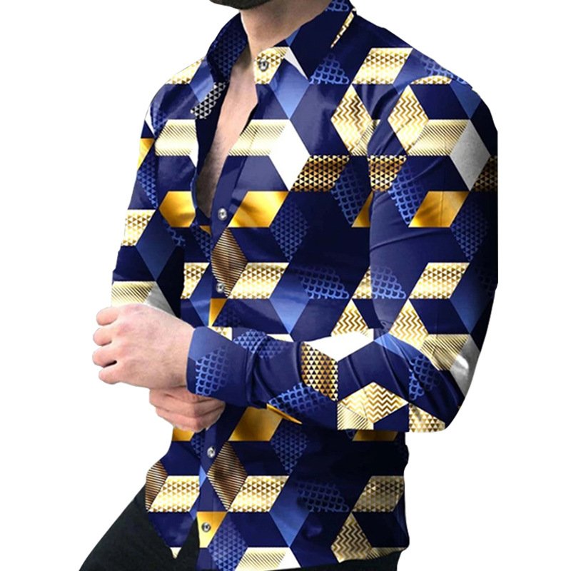 Custom wholesale Lapel single breasted Hawaii long sleeve plus size beach shirt top man flower shirt 3d print t shirt