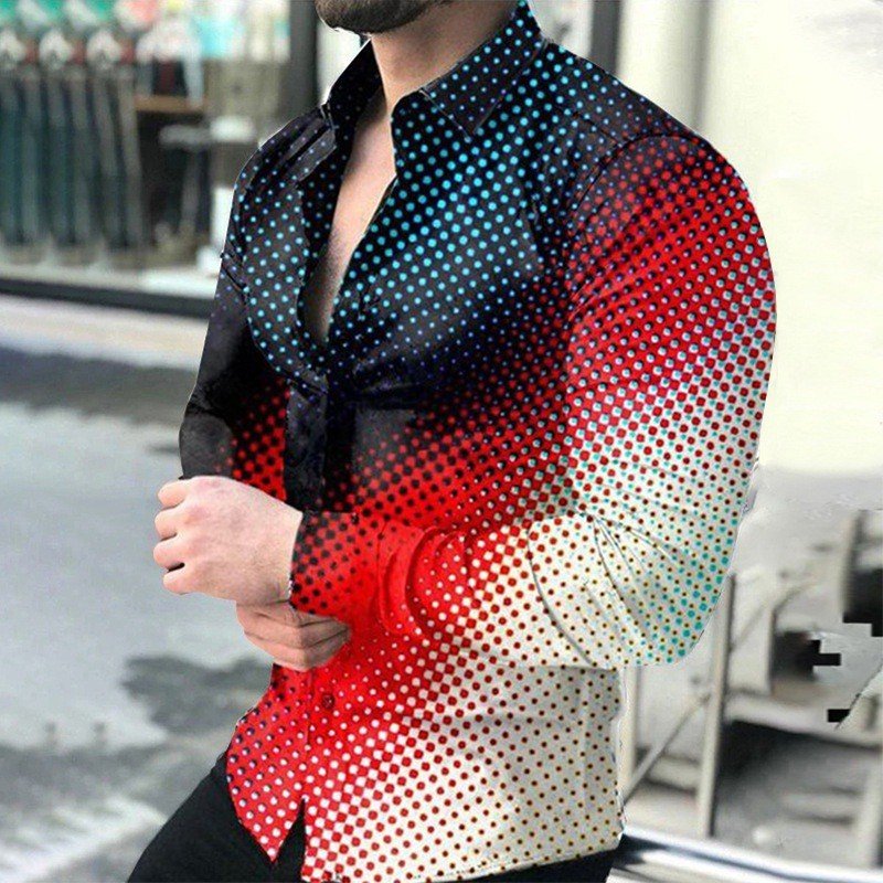 Custom wholesale Lapel single breasted Hawaii long sleeve plus size beach shirt top man flower shirt 3d print t shirt