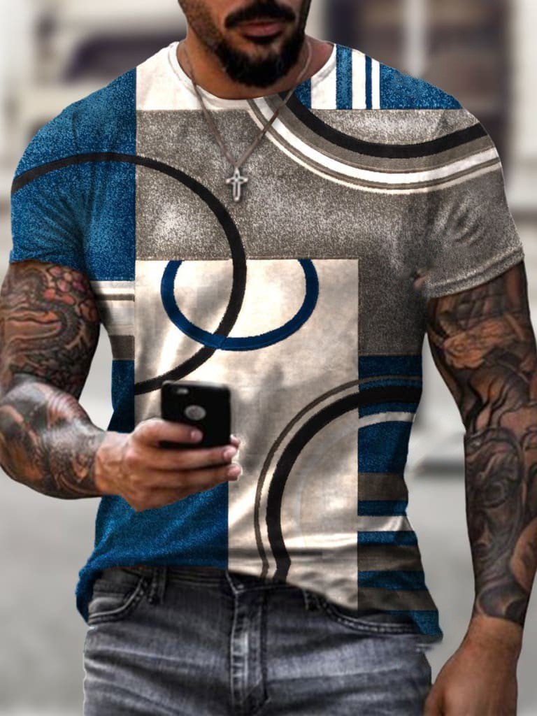 24/25 Summer new short sleeve fashion trend men's printed T-shirt crewneck half sleeve casual top