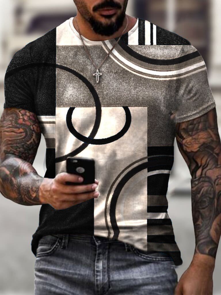 24/25 Summer new short sleeve fashion trend men's printed T-shirt crewneck half sleeve casual top