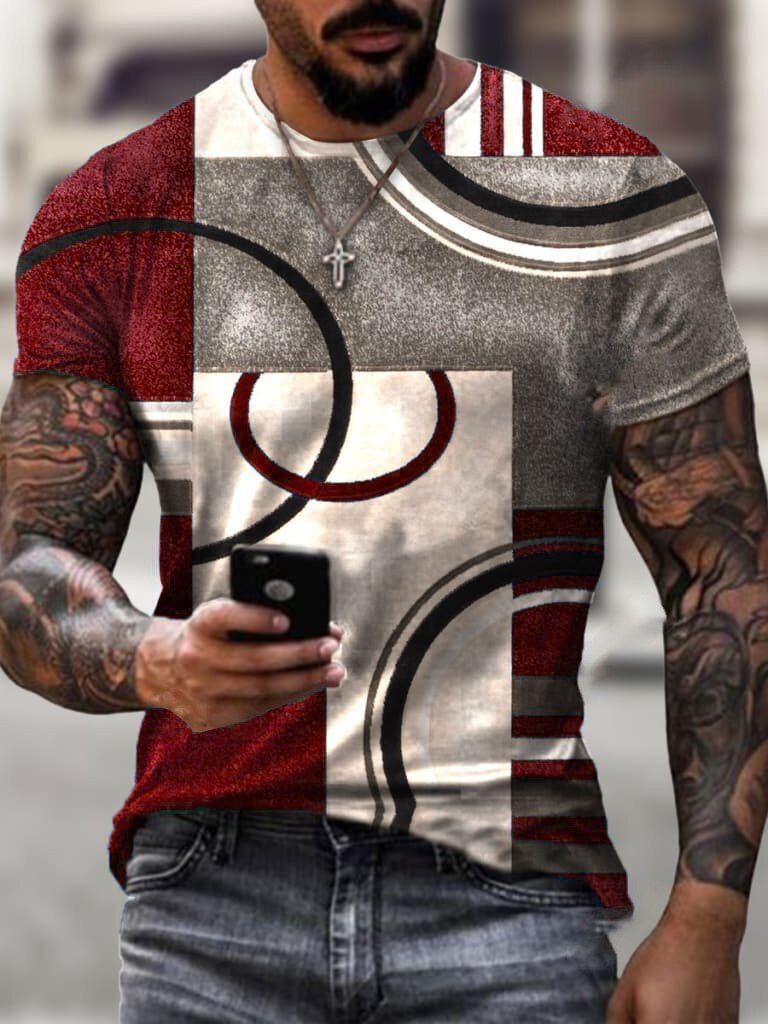 24/25 Summer new short sleeve fashion trend men's printed T-shirt crewneck half sleeve casual top