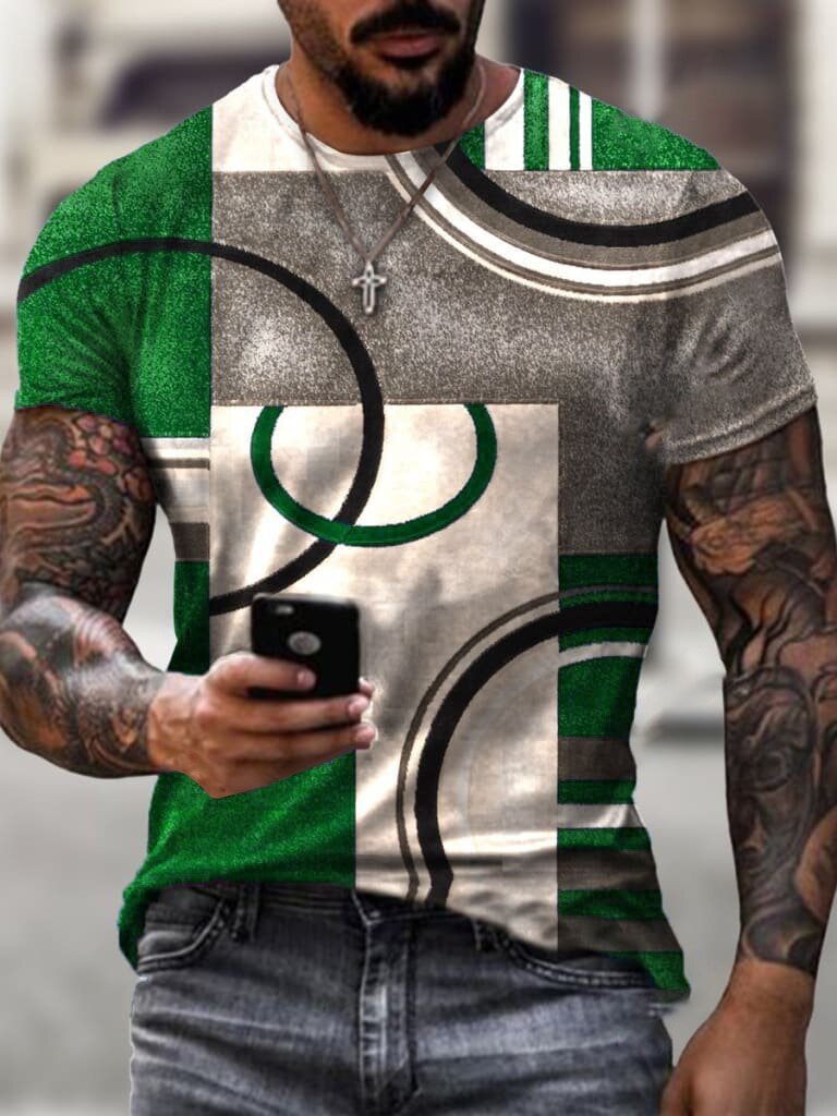 24/25 Summer new short sleeve fashion trend men's printed T-shirt crewneck half sleeve casual top