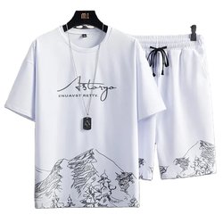 Wholesale Cheap Men's T Shirt and Short Set Summer Short Sleeve Tops and Pants Suits Breathable Casual Running Set Fashion