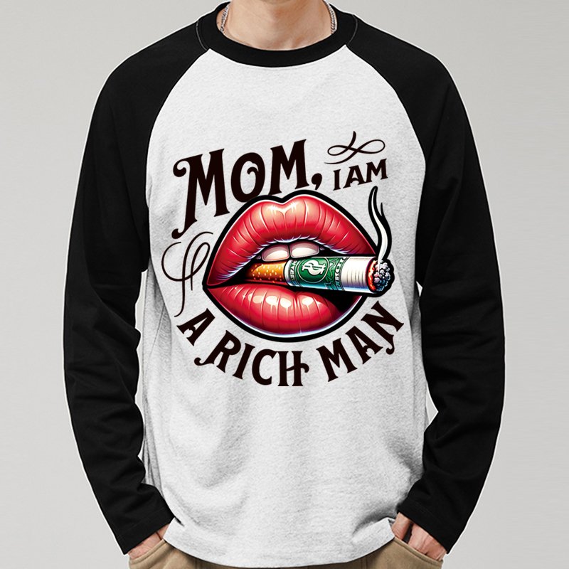 2024 new men's crew neck long sleeve T-shirt Sports casual T-shirt pattern print loose design 100% cotton long sleeve T-shirt