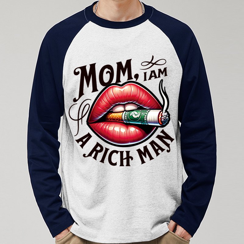 2024 new men's crew neck long sleeve T-shirt Sports casual T-shirt pattern print loose design 100% cotton long sleeve T-shirt