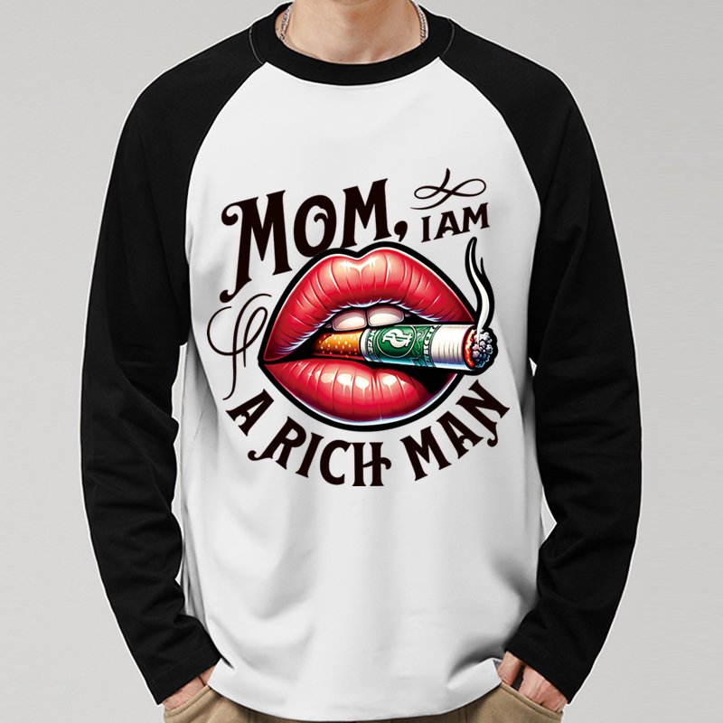 2024 new men's crew neck long sleeve T-shirt Sports casual T-shirt pattern print loose design 100% cotton long sleeve T-shirt