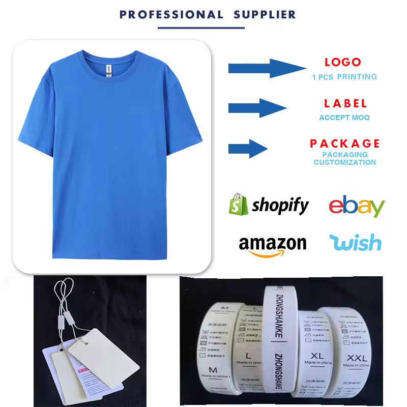 Wholesale Custom Your Brand Logo 100% Cotton Tshirt Blank Men T Shirt Plain Casual Men's T-shirts