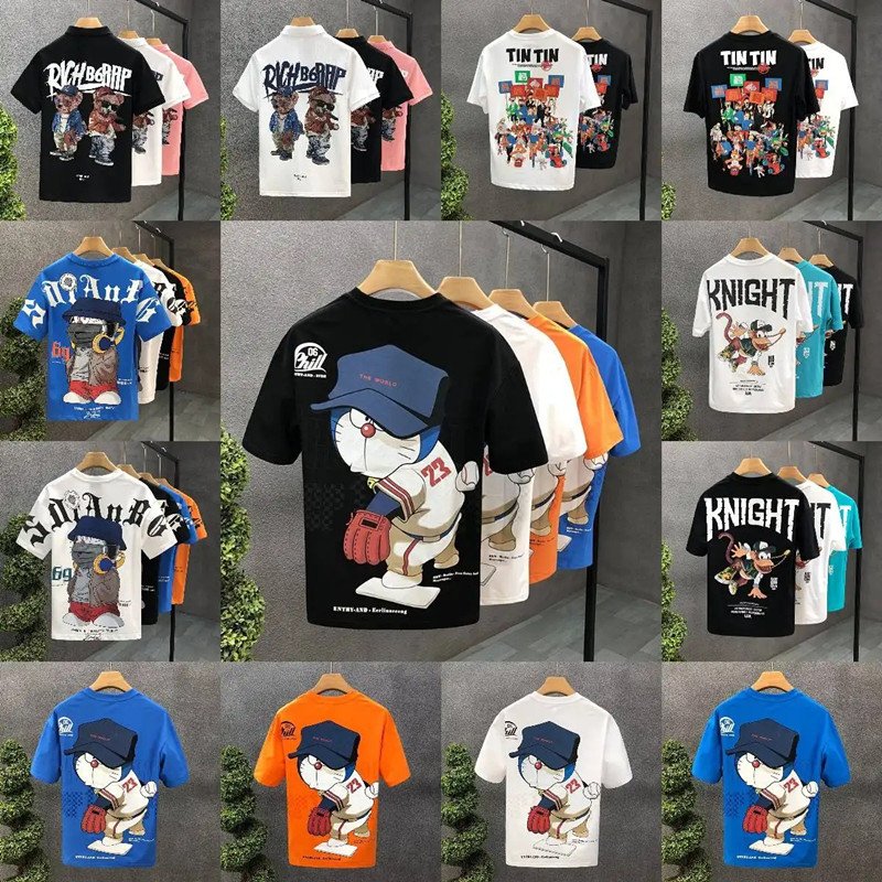 Wholesale plus size men's t-shirts oversized heavy cotton t-shirts vintage loose fitting short sleeved casual men's t-shirts