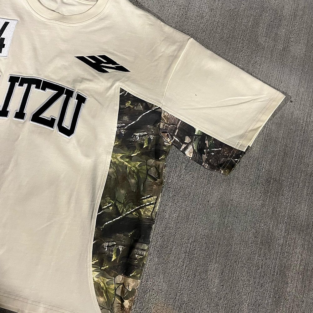 Custom luxury color blocked streetwear tee sun faded graphic t-shirts cut and sew streetwear panel ringer t shirt for men