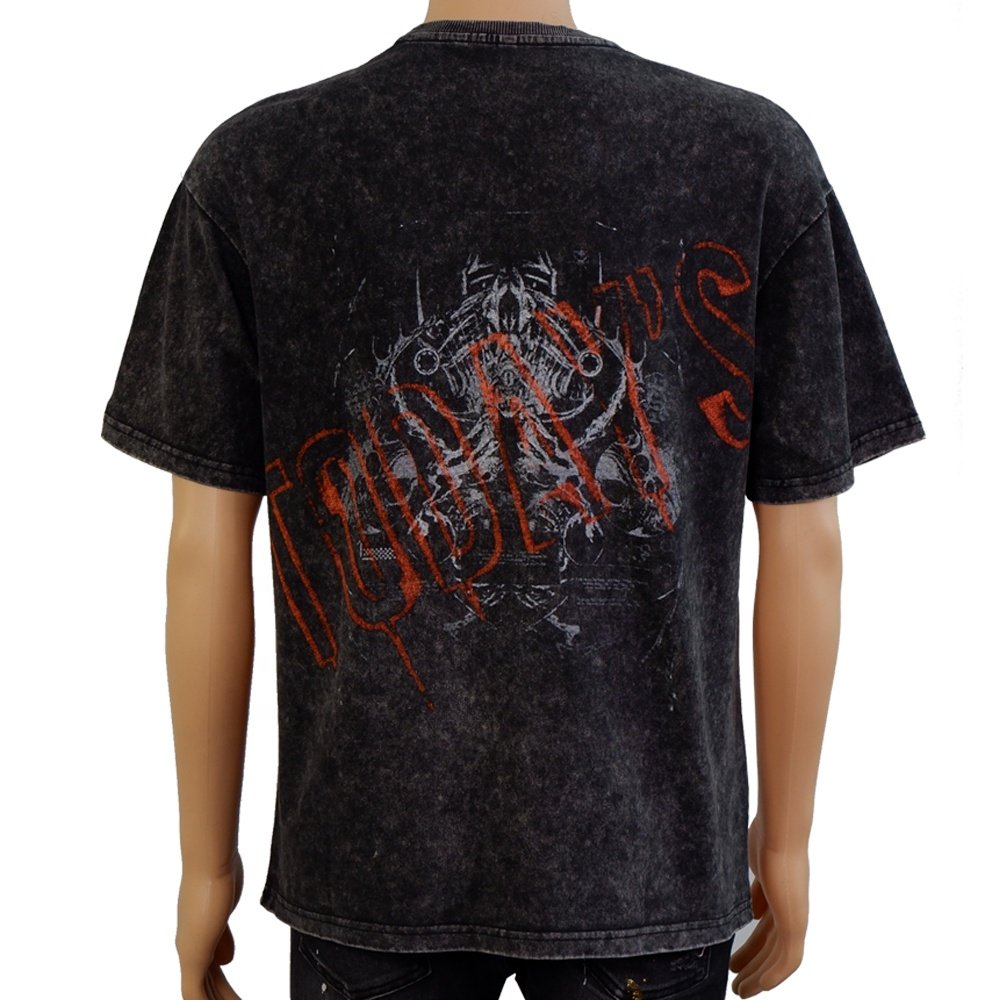 100% cotton men's T-shirt summer high-quality wash water crewneck short sleeve printed loose version spot wholesale
