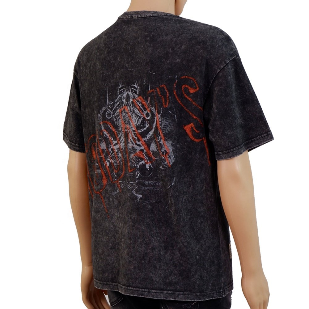 100% cotton men's T-shirt summer high-quality wash water crewneck short sleeve printed loose version spot wholesale