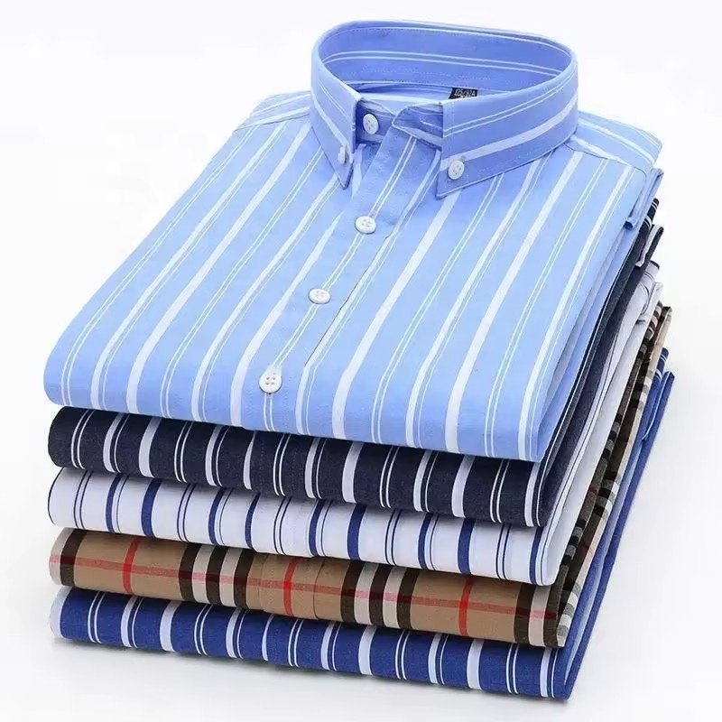 Wholesale Men's Vintage Plaid Dress Shirts Casual Long-Sleeved Brushed Twill Office Shirts Breathable for Spring Season