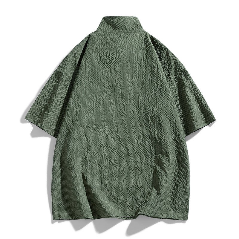 Half Sleeve Men's Fashionable Summer Zip-up T-shirts with Stand Collar and Front Pocket Breathable Quarter Zip T Shirt