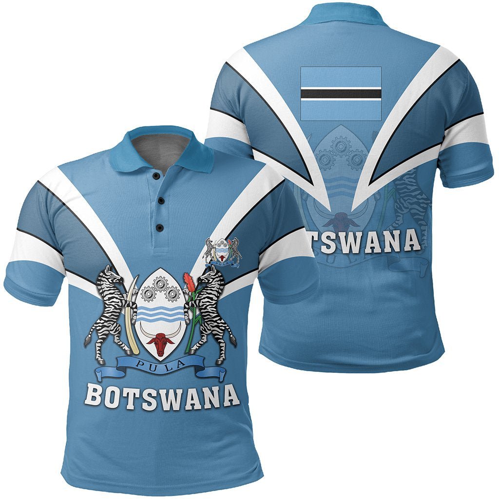 Botswana African Zebra Print Heraldic Polo Shirt Tropical Men's Cool Stand-up Collar Shirt Full Plate Print Sublimation Shirt