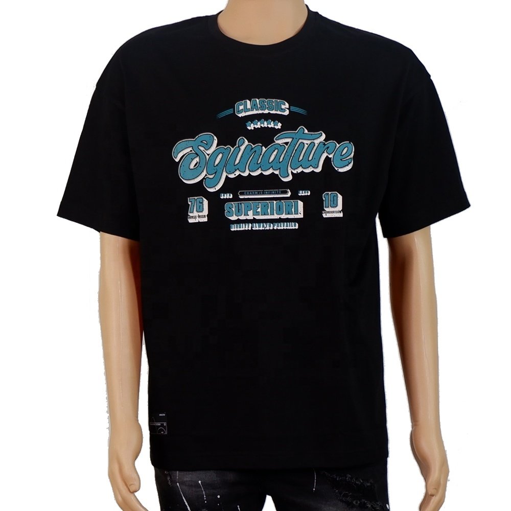 Custom printed high quality 100% cotton tshirt Crew collar letter printed casual loose men's T-shirt