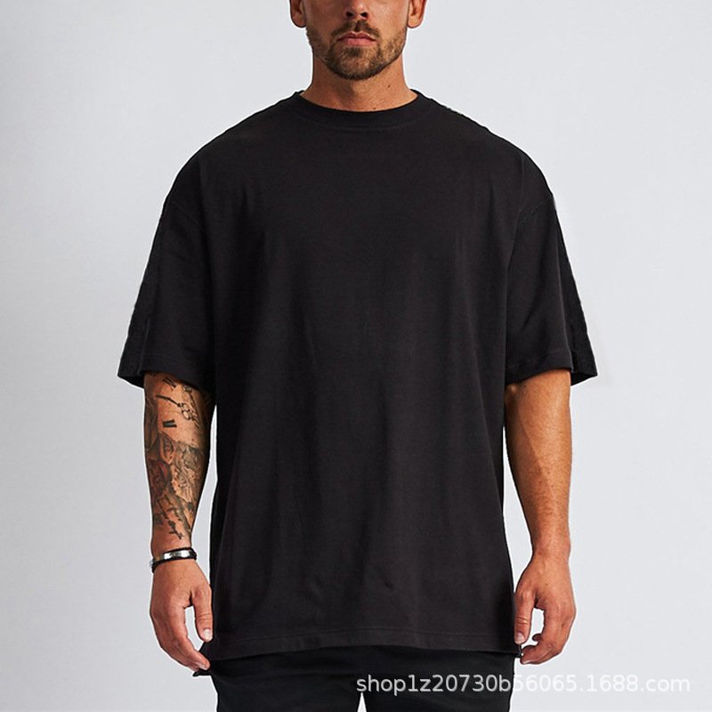 High quality220 240 oversized blank cotton casual breathable loose classic new design hanging shoulder customized men's T-shirt
