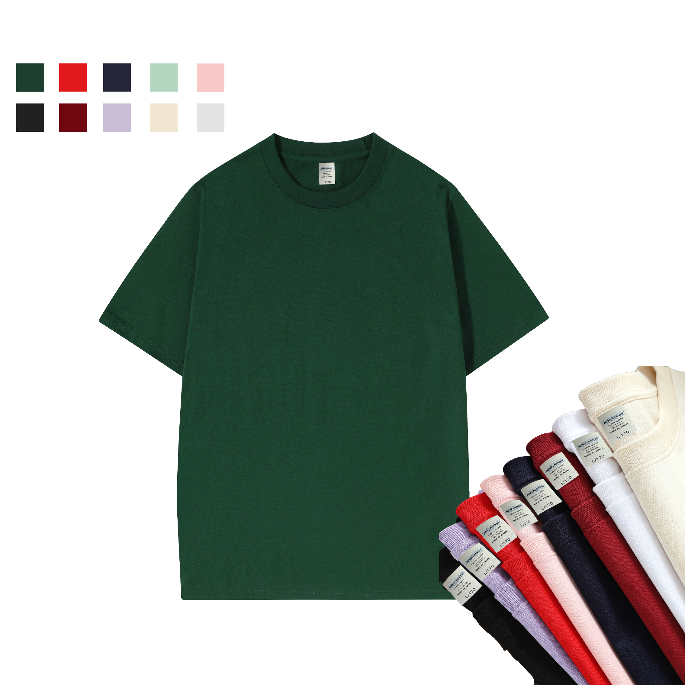 High quality men's T-shirt Comfortable and breathable 240 Front Shoulder Crew Neck T-shirt Customizable T-shirt