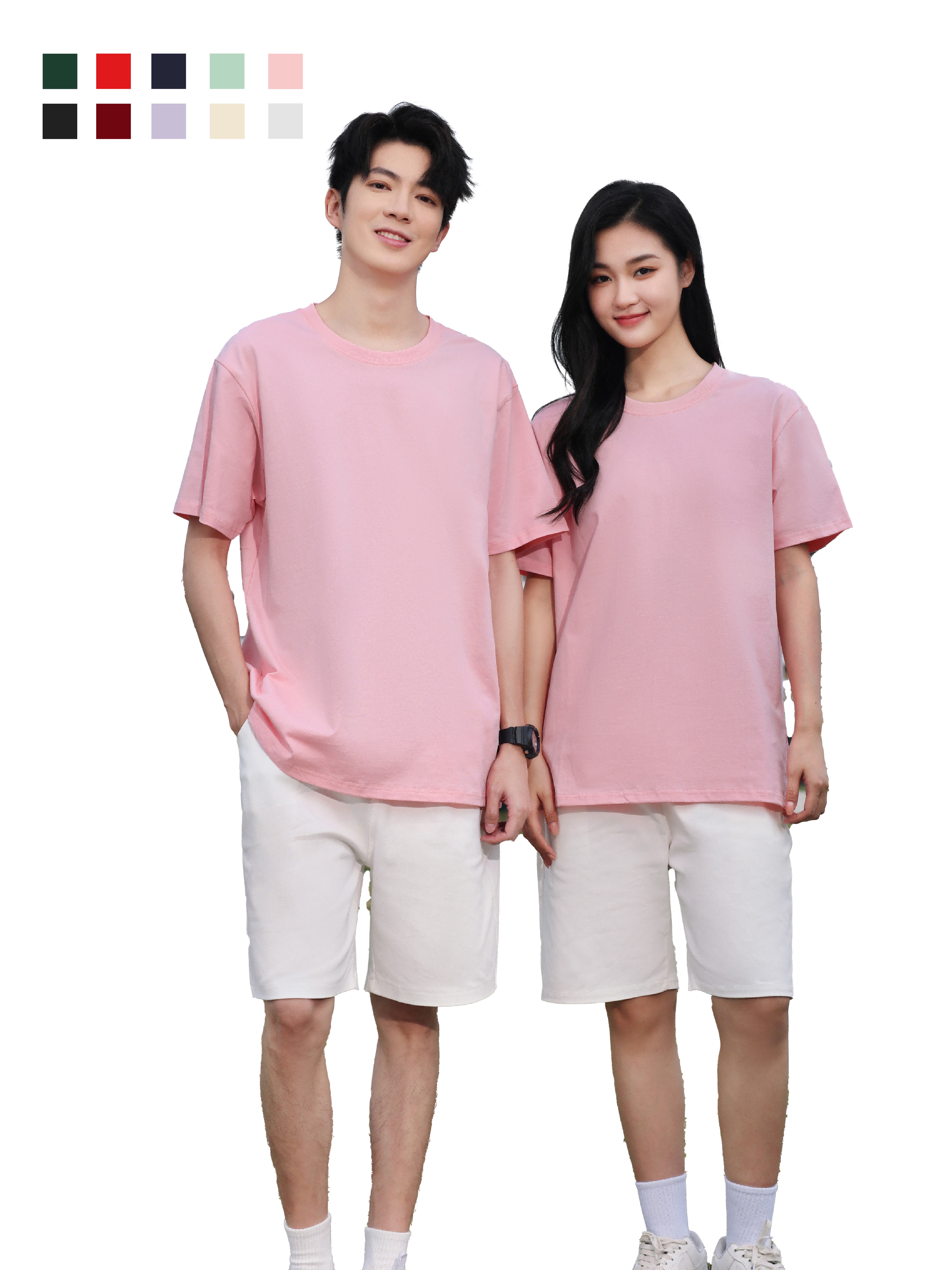 High quality men's T-shirt Comfortable and breathable 240 Front Shoulder Crew Neck T-shirt Customizable T-shirt