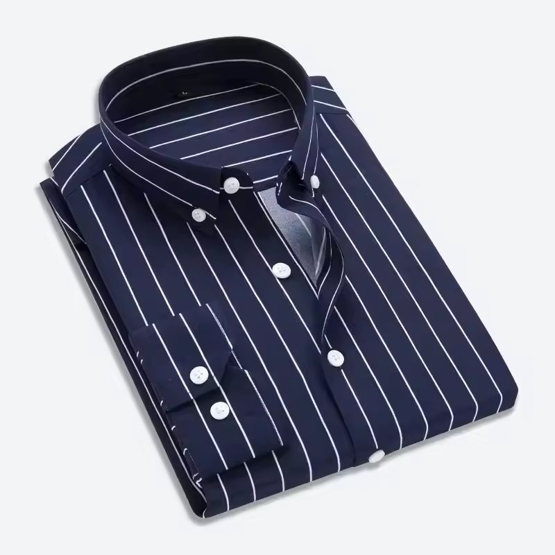 I-0317 Long sleeve shirt striped stretch high quality men's business casual square collar shirt