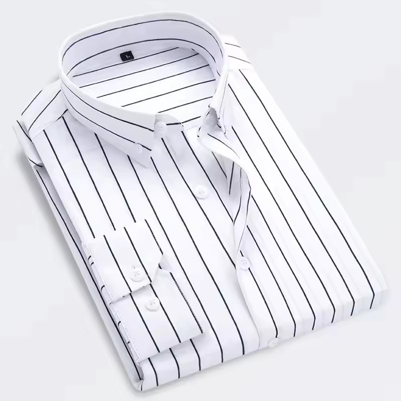 I-0317 Long sleeve shirt striped stretch high quality men's business casual square collar shirt