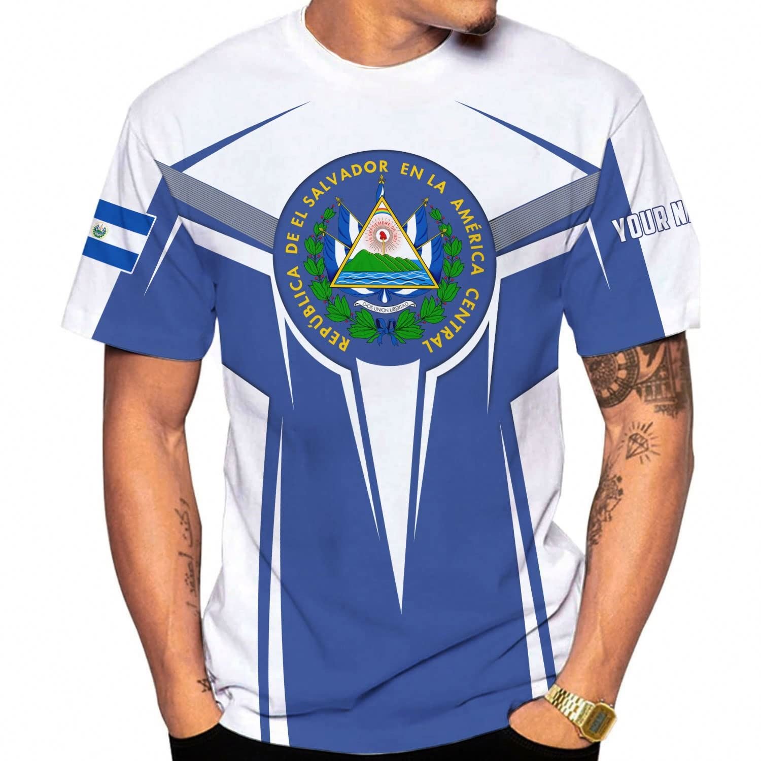 New Arrival EL Salvador Plus Size T Shirt Wholesale Hot Sell Premium Custom Plain T-shirts Elastic Summer Top Tee Men's Clothing