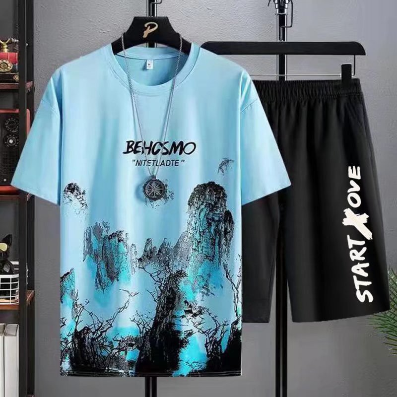 Men's Summer Short Sports Suit Leisure Short Sleeve Men's T-shirt And Shorts 2Pcs MEN'S Sets